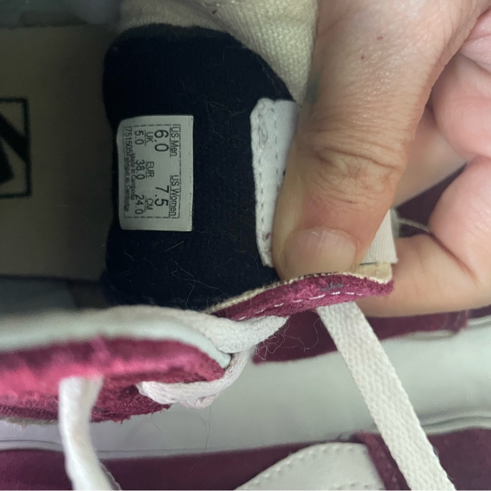 Vans Maroon and White High-Top Sneakers - Picture 3 of 4